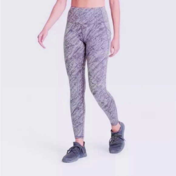Womens High Waisted Purple Leggings - Picture 1 of 8